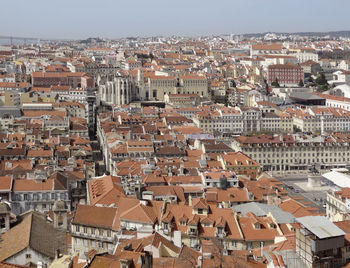 High angle view of buildings in city