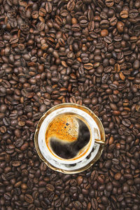 High angle view of coffee on table