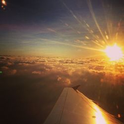 Sun shining through airplane