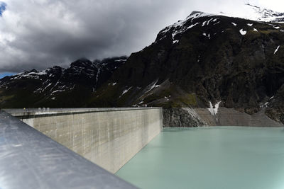 Scenic view of dam against sky