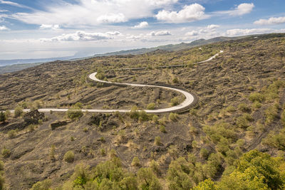 Aerial views of the woods and routes of the etna volcano