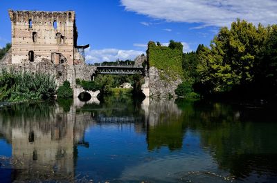 Reflection of built structure in water