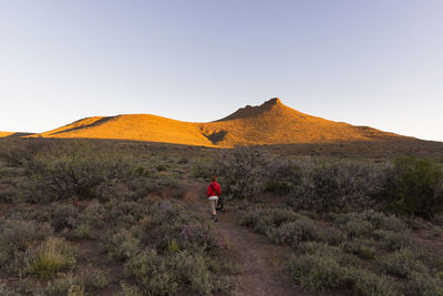 Rear view of woman walking outdoors