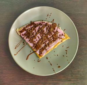 High angle view of breakfast served in plate