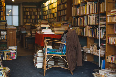 Empty chair at bookstore