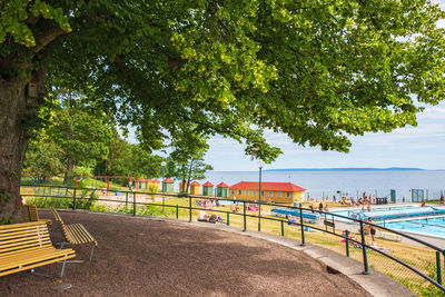 View at the bathing place at the city hjo in sweden