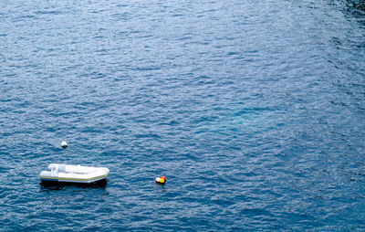 High angle view of boat in sea