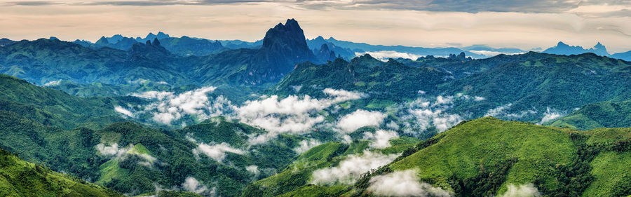 Panoramic view of mountains against sky