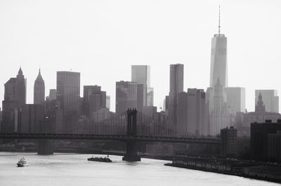 City skyline with river in background