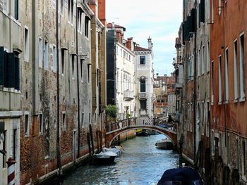 Canal amidst bridge against sky