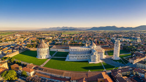 High angle view of townscape against sky