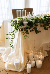 Close-up of christmas decorations on table