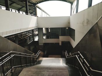 Low angle view of escalator in building