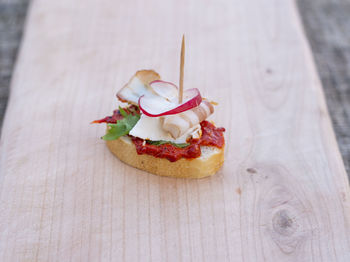 Close-up of food on cutting board