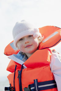 Portrait of girl wearing life vest