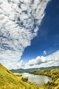 Scenic view of lake against sky