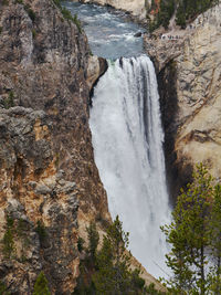 View of waterfall in forest