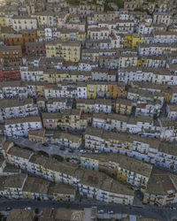 High angle view of buildings in city