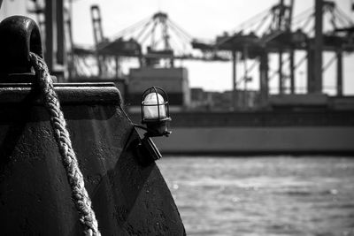 Close-up of rope tied to boat