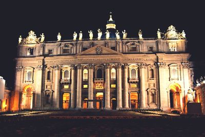 Facade of building at night