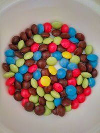 High angle view of colorful candies