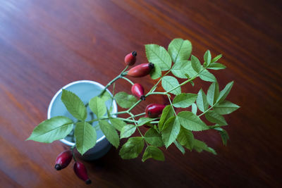 High angle view of fruits on table