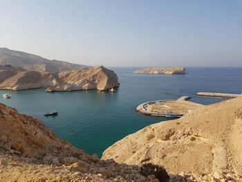 Panoramic view of sea against clear sky