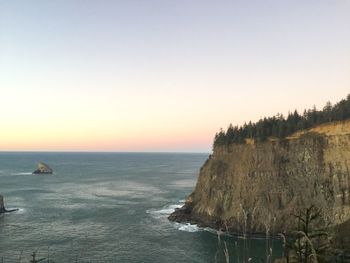 Scenic view of sea at sunset