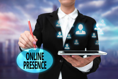 Digital composite image of man holding smart phone