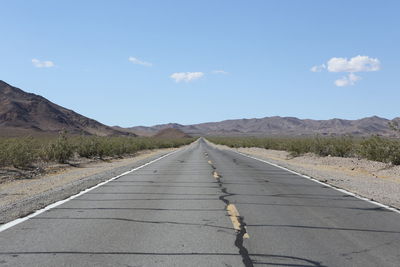 Surface level of road against sky