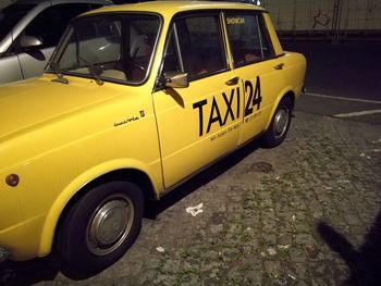 Yellow car on street