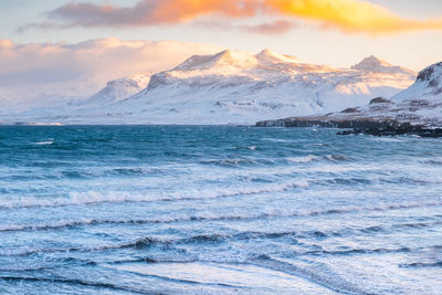 Scenic view of sea against sky during sunset