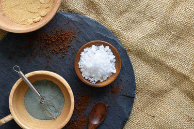 High angle view of coffee beans on table