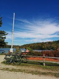 Scenic view of landscape against blue sky