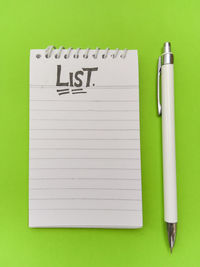 High angle view of text on paper