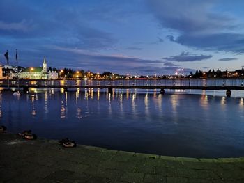 River in city at night