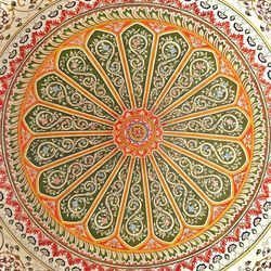 Full frame shot of multi colored ceiling in temple