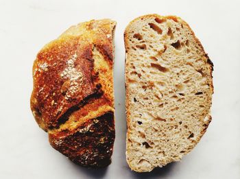 High angle view of bread