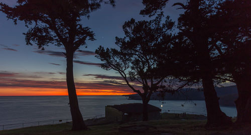 Scenic view of sea at sunset