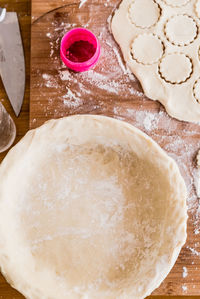 High angle view of ice cream in bowl on table