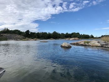 Scenic view of lake against sky