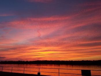 Scenic view of calm lake at sunset