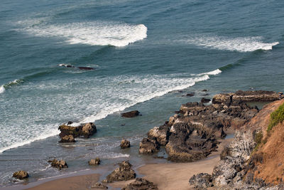 High angle view of beach