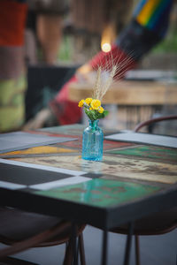 Close-up of glass vase on table