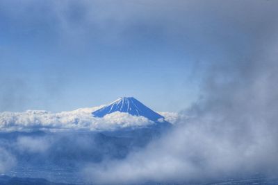 Scenic view of snowcapped mountain against sky