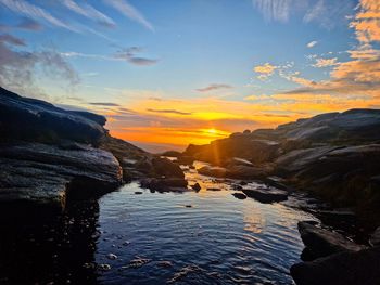 Scenic view of sea against sky during sunset