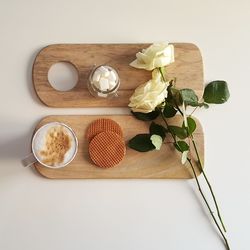 High angle view of food on table