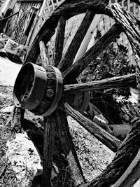 Close-up of old rusty wheel