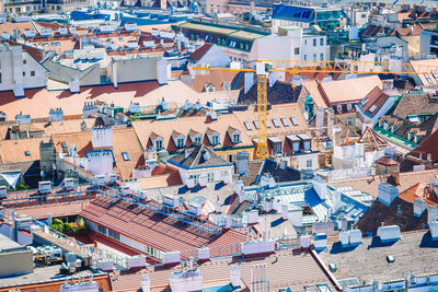 High angle view of buildings in city