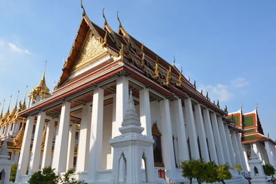 Low angle view of temple building against sky